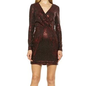 Alexia Admor | Zara Sequin Mini Dress | Long Sleeve | Bordeaux Red | XS